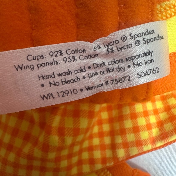 Cacique yellow and orange gingham unlined underwire bra size 38C - Picture 10 of 10